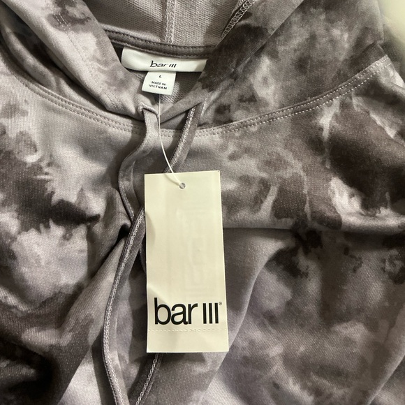 Bar III Tie-Dye Cropped Hoodie - Black and Gray size L top only - Picture 4 of 8